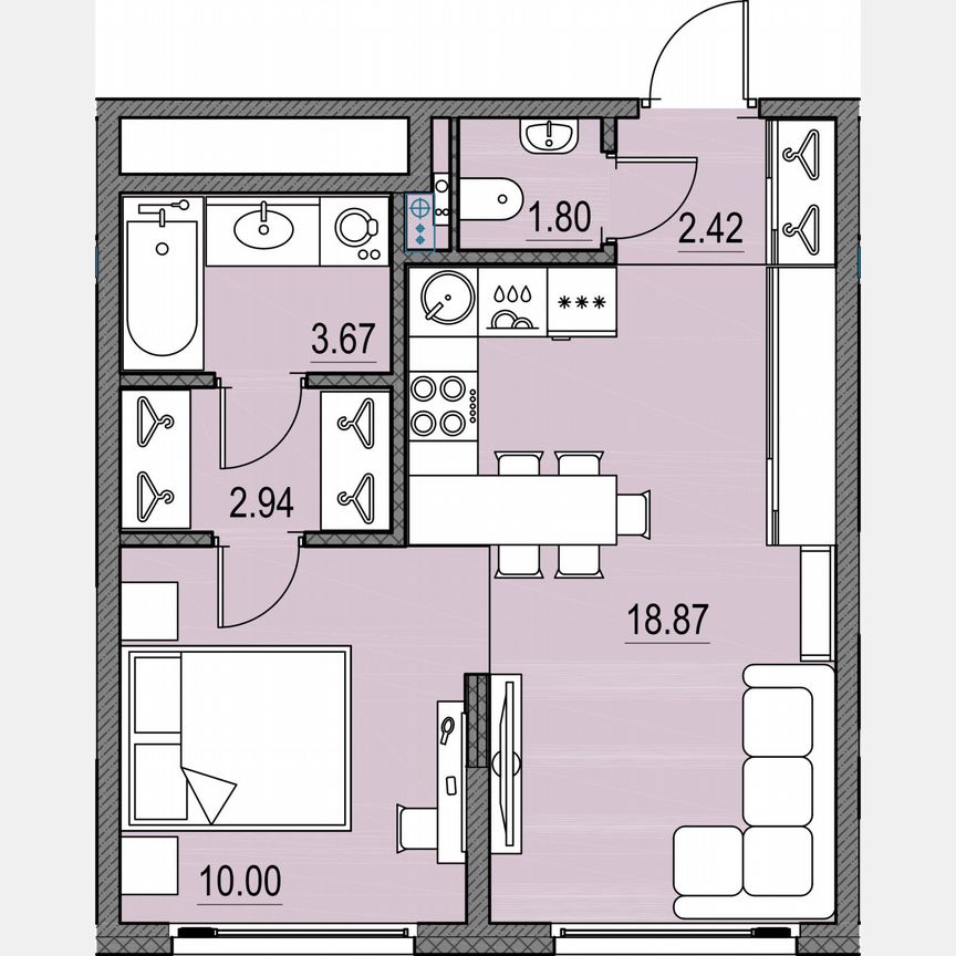 1-к. квартира, 39,7 м², 13/16 эт.