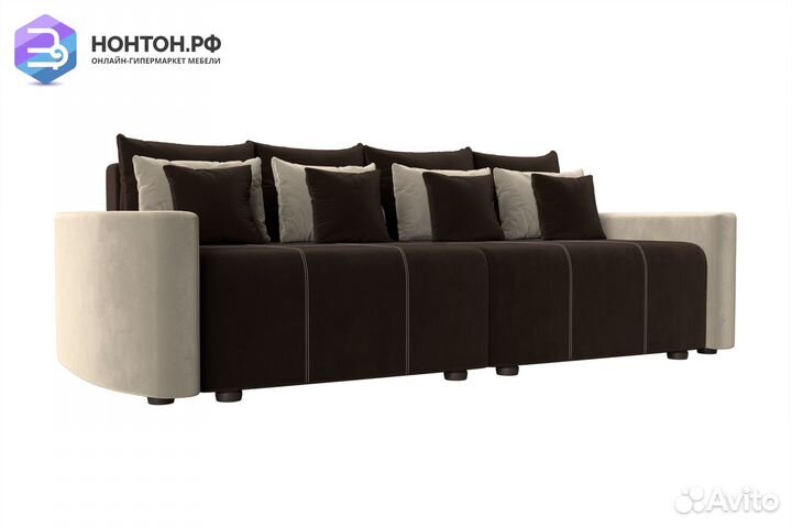 Диван еврокнижка Бристоль микровельвет коричневый