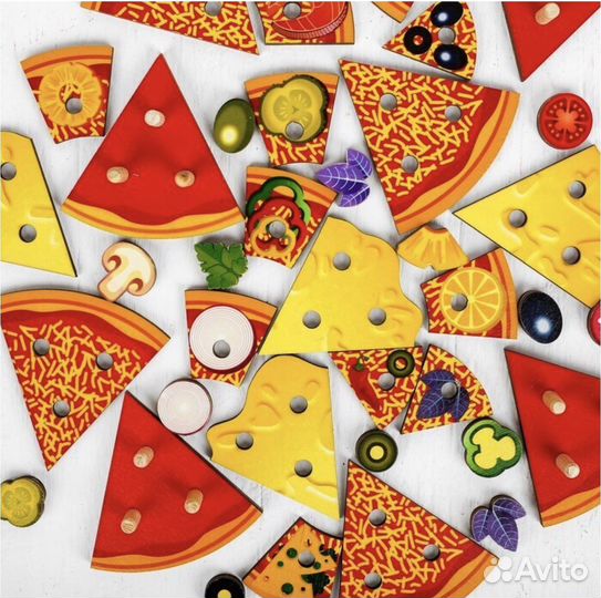 Пицца пазл бизиборд деревянный