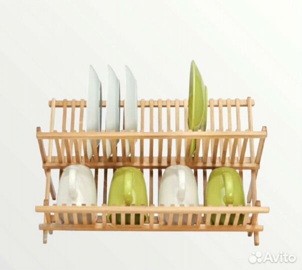 Складная сушилка для посуды бамбук