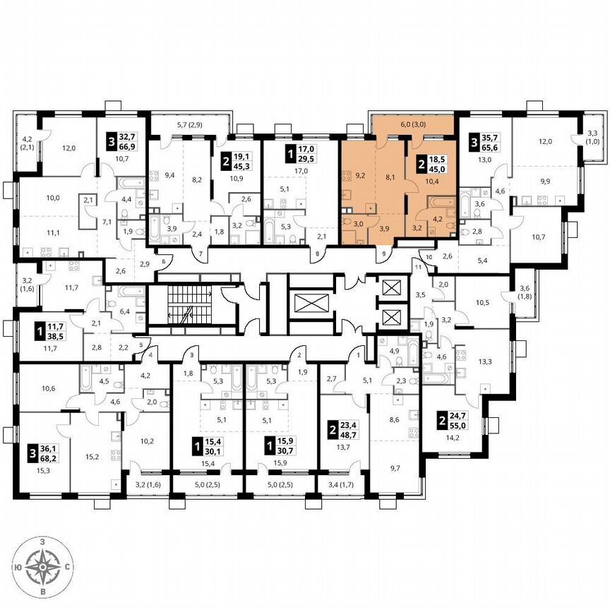 2-к. квартира, 45 м², 2/25 эт.