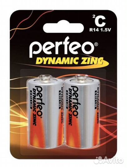 Солевая батарейка Perfeo R14/2 2шт