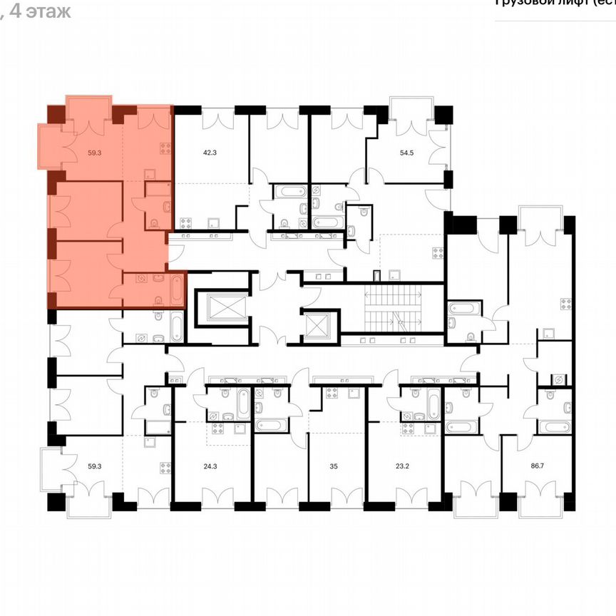 2-к. квартира, 59,3 м², 5/7 эт.