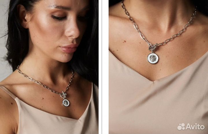 Комплект цепь с кулоном, серьги Лев. Россия