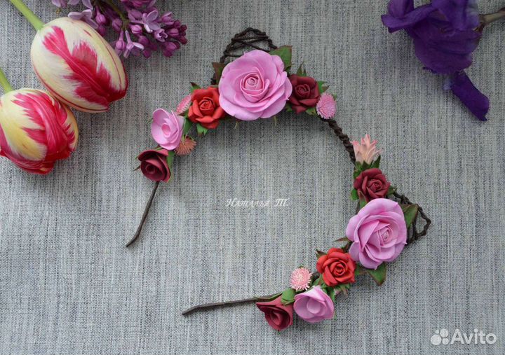 Ободок - цветочные ушки