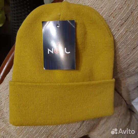 Шапка новая осенняя бини горчичный/желтый
