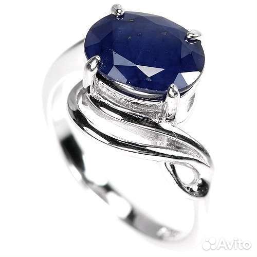 Кольцо с натуральным сапфиром. Серебро 925 пробы