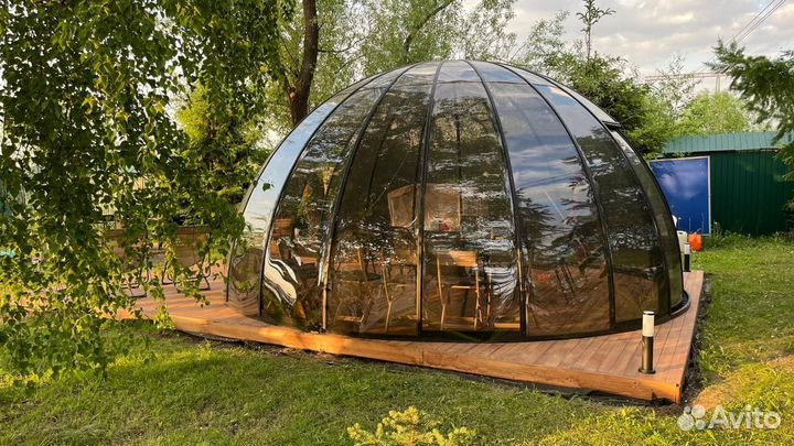 Беседка/веранда иглу с мангалом и гриль зоной