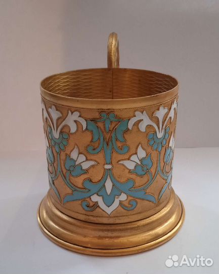 Подстаканник латунь, эмаль 