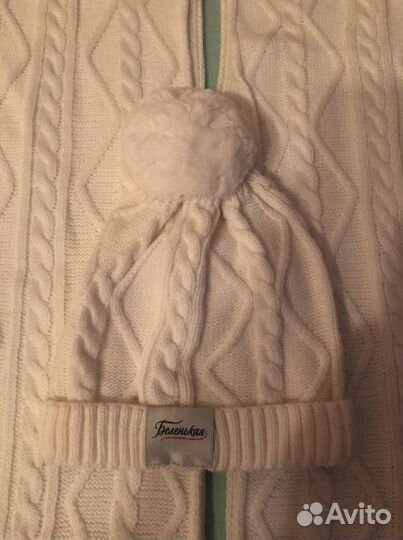 Шапка+шарфы (Беленькая)