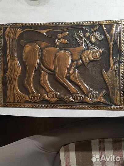 Чеканка медная СССР рысь