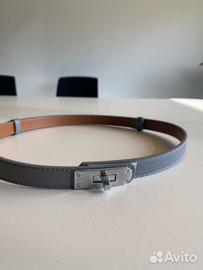 Ремень Hermes kelly женский натуральная кожа серый