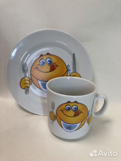 Чашка и блюдце посуда детский набор Колобок