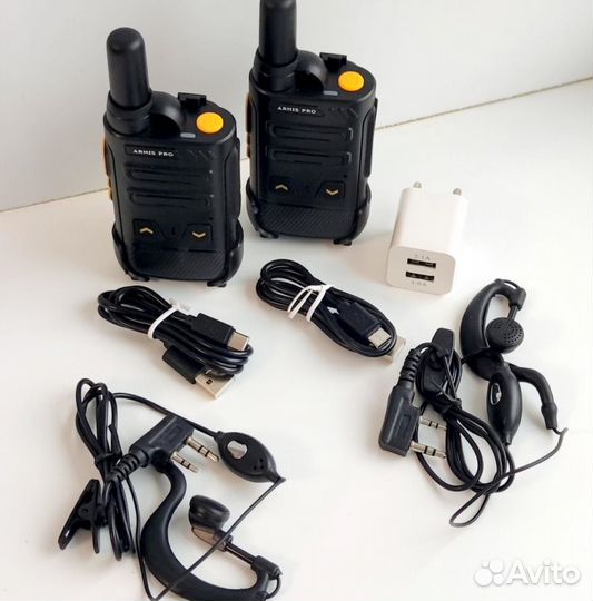 Легкая рация с наушником, комплект 2 штуки
