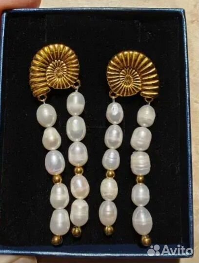Серьги новые пресованный жемчуг