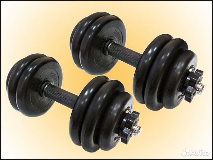 Пара гантелей по 14 кг MB Barbell обрезиненные
