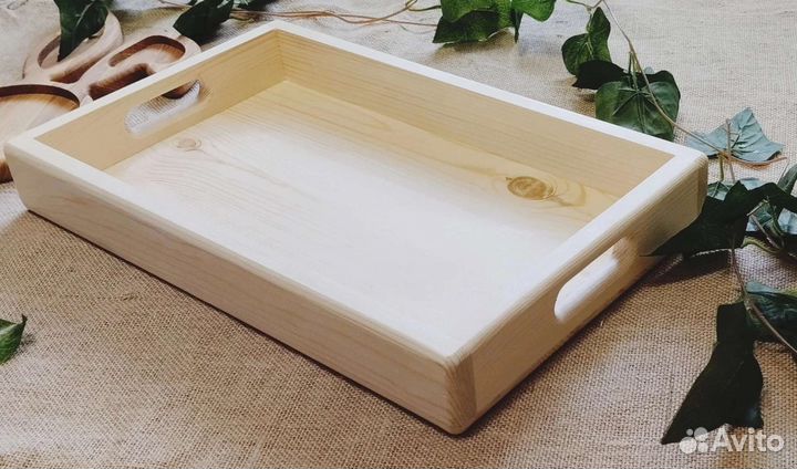 Поднос деревянный. столик для завтрак для декора