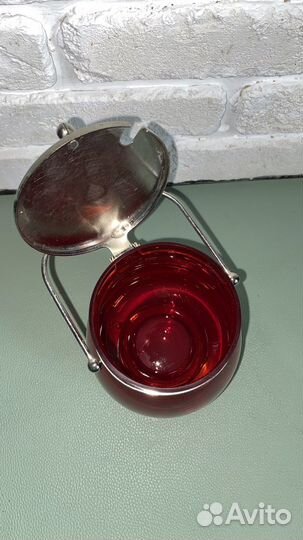 Сахарница СССР, красное стекло