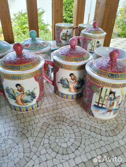 Сервиз китайский, блюдо, тарелки, чашки