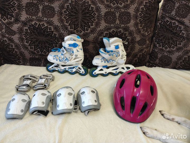 Роликовые коньки детские раздвижные с защитой