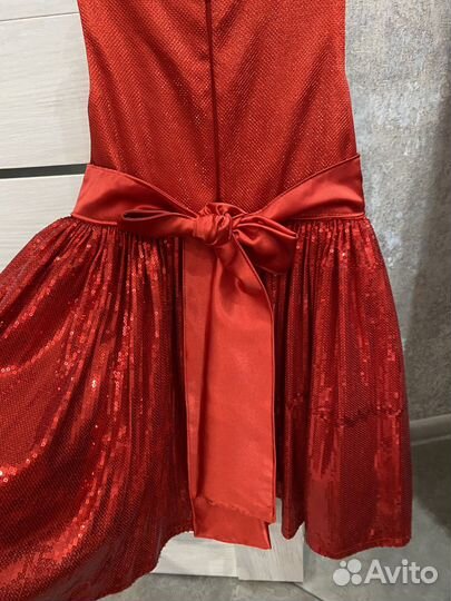 Блестящее Красное платье для девочки