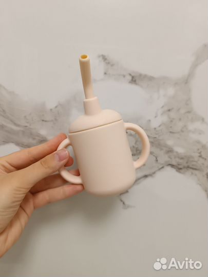 Кружка поильник happy baby силиконовый 6+, розовый