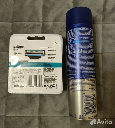 Гель и лезвия (8шт) Gillette для бритья в описание