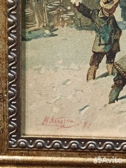 Картина.литографиязимние забавы