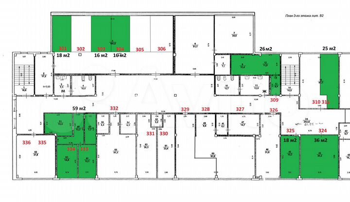 Офис от 18 до 60 м²