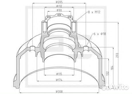 Тормозной барабан - ступица / 673 356 12 02