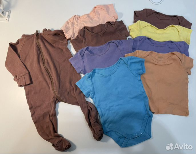 Детсие вещи пакетом однотонные 74 р