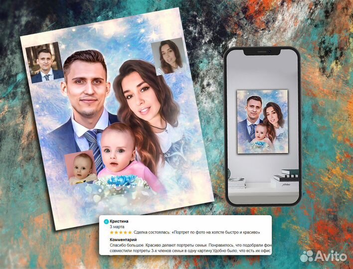 Портрет по фото на холсте подарок Ижевск