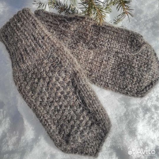 Варежки ручной вязки пуховые