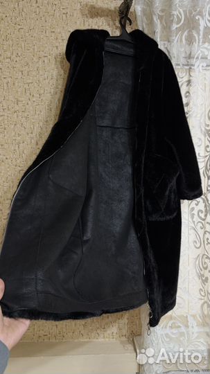 Искусственная шуба длинная с капюшоном