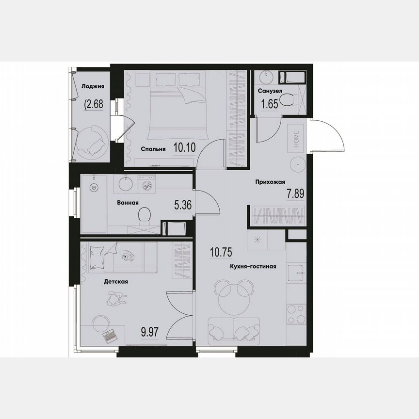 2-к. квартира, 47,1 м², 8/12 эт.