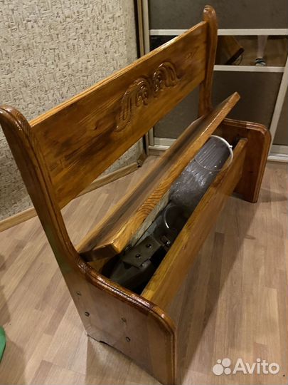 Лавка со спинкой и ящиком по всей длнн
