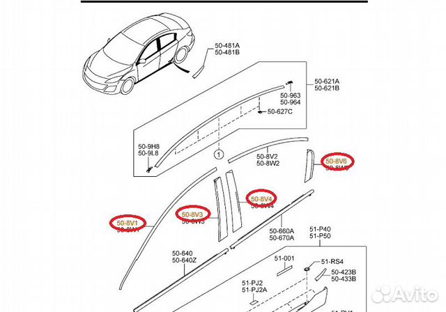 Наклейки на заднюю правую дверь mazda 3 BL 09-13