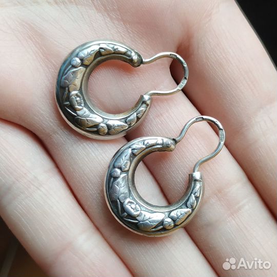 Серьги СССР серебро 925 875 пробы винтаж звезда