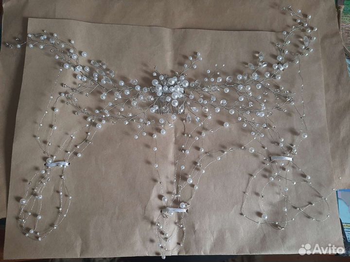 Украшение для волос невесты, тика, вместо фаты