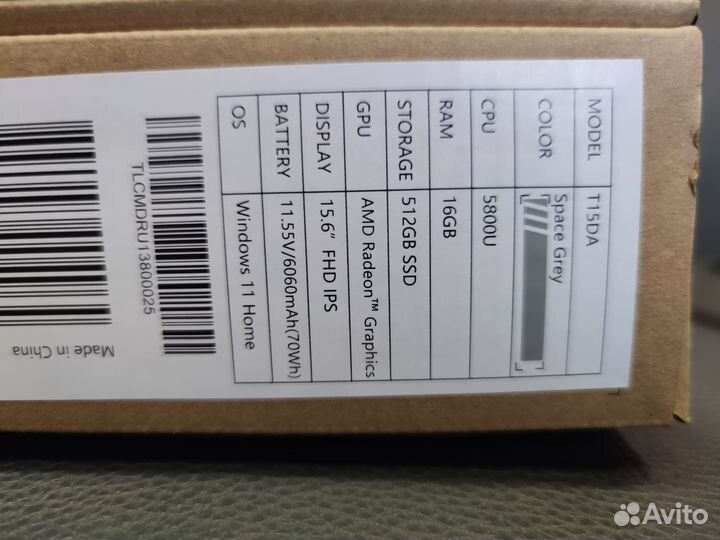 Ноутбук Tecno T1 Ryzen 7 5800U 16Gb ram 512SSD