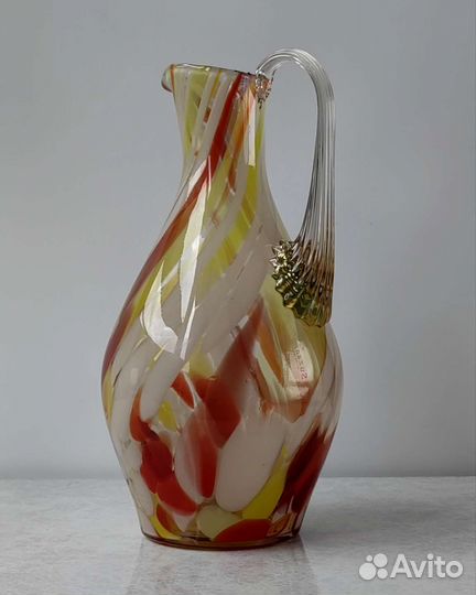Ваза Кувшин цветное стекло СССР