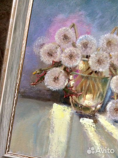 Картина маслом Одуванчики, натюрморт с цветами