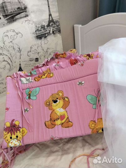 Бортики и балдахин в кроватку для девочки