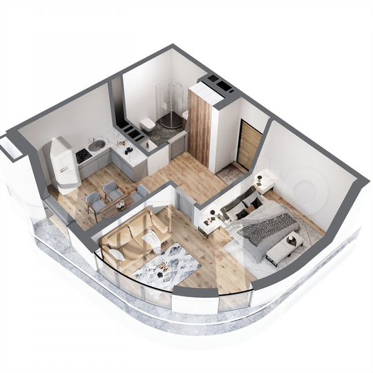 2-к. апартаменты, 50,5 м², 3/8 эт.