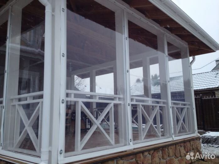 Мягкие окна пвх для веранды Белая окантовка