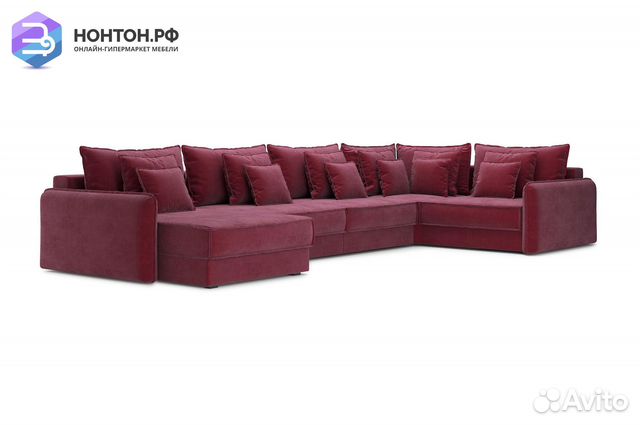 Диван п-образный тик-так Антей бордовый
