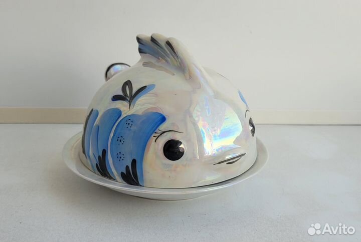 Масленка рыба. Сысерть. Фарфор СССР. Роспись