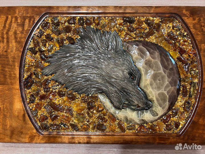 Нарды ручной работы из дерева и янтаря