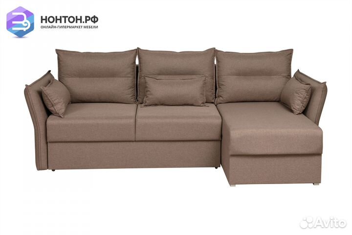 Диван угловой еврокнижка Бруклин светло-коричневый