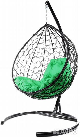 Качели Кокон Капля Ротанг Белый/Черный цвета